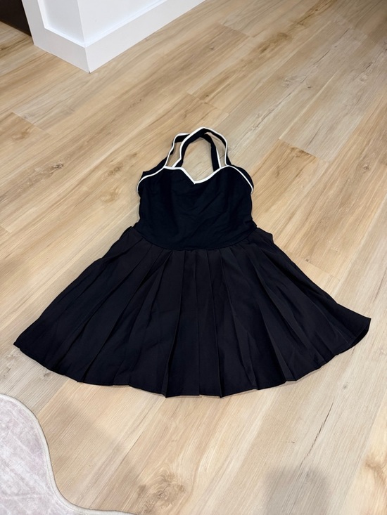 Dresses & Skirts - Black Pleated Skater Dress with White Trim